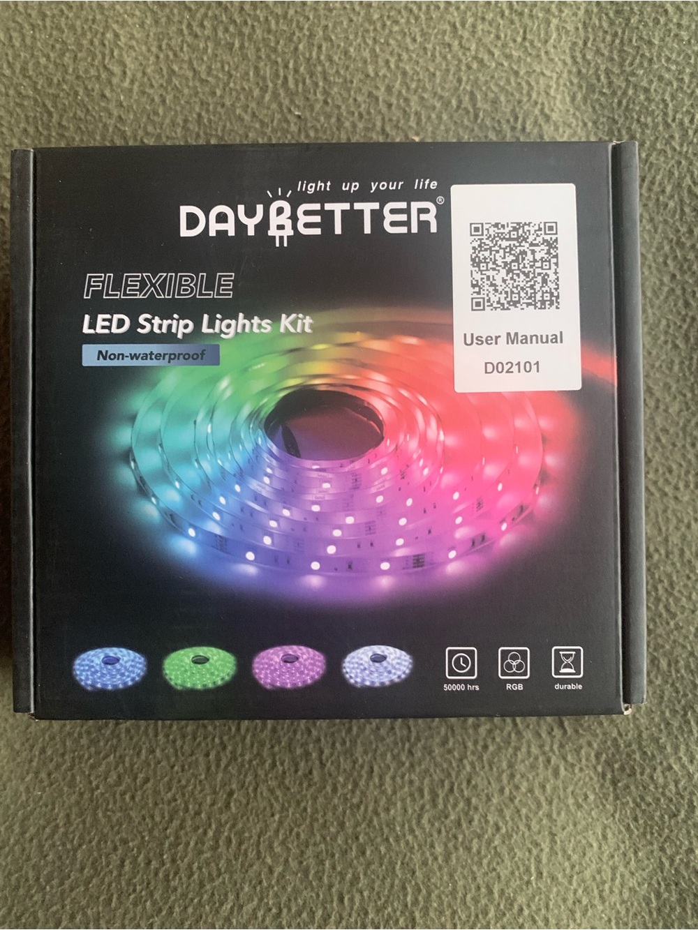 NIB Daybetter RGB LED strip lights kit. App control. Non-waterproof with adapter